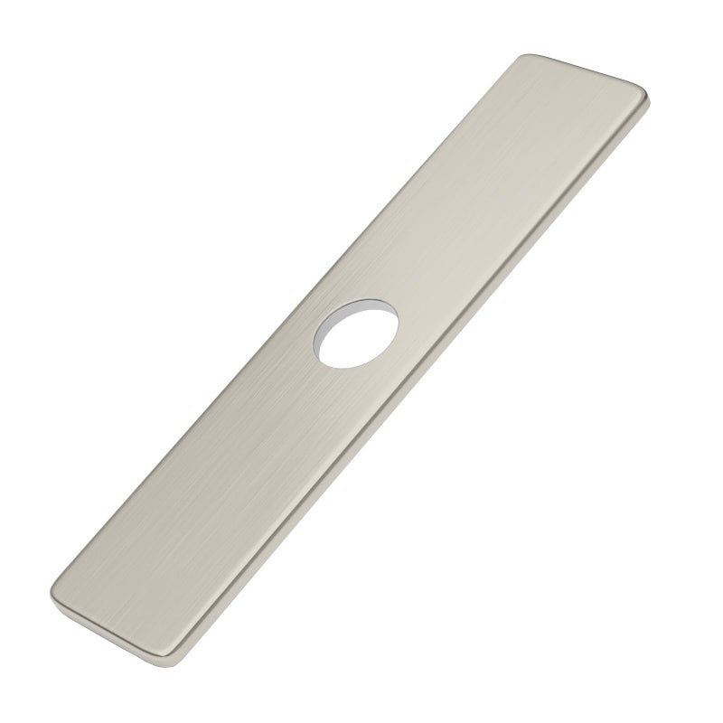 BWE Square 10 Inch Kitchen Sink Faucet Hole Cover Deck Plate Escutcheon Brushed Nickel - Image 1